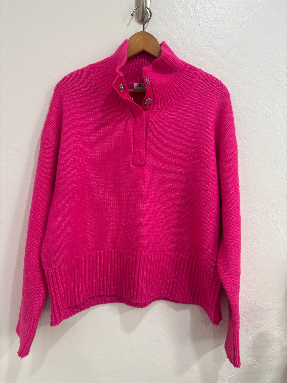 525 America Hot Pink Half-Zip Cozy Sweater
